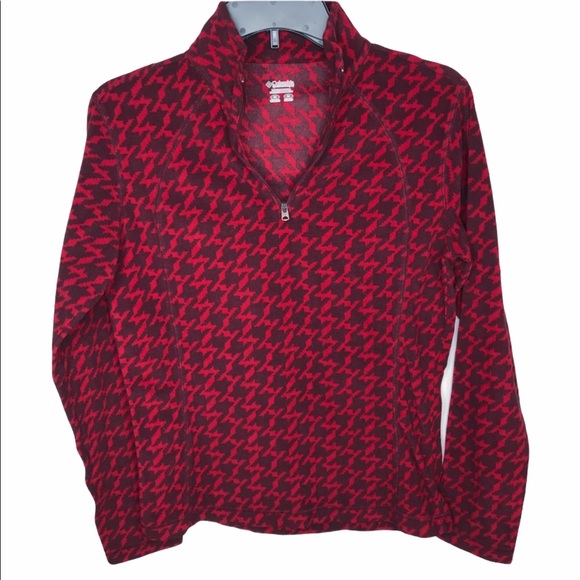 - COLUMBIA/Red houndstooth Sweater/Pullover